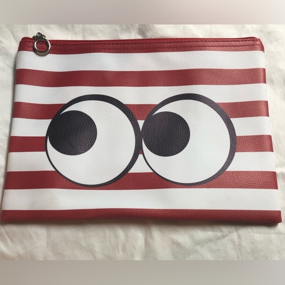 Marianne Kate Red and White striped Pouch - Picture 1 of 4